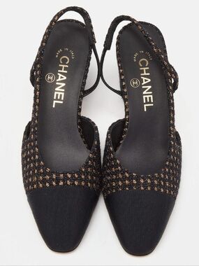 CHANEL 24C 😍 Tweed Slingbacks CC💋24C Coco Cap Toe 40 w/box 🎁☑️